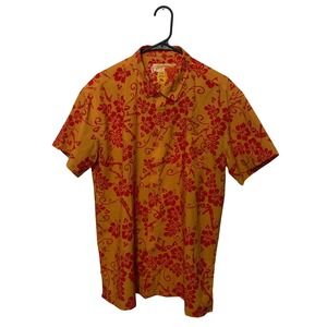 Retro Rifle The Aloha Shirt Mens XL Orange Red AK-47 Floral Button Down Hawaiian